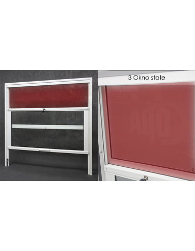 Vertically sliding infeed/cashier window