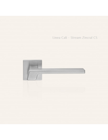 Lever door handle Linea Cali Stream Zincral on a square rose 024