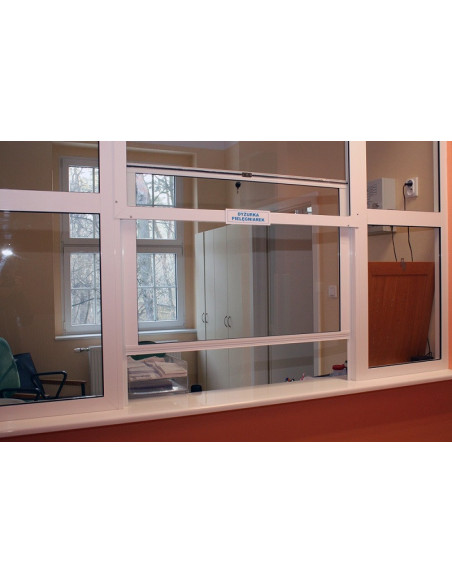 copy of Vertically sliding infeed/cashier window with actuator