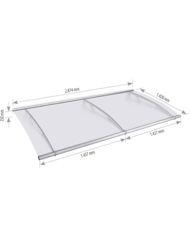 Extendable Lightline XL Door Canopy 287,4 x 142 cm, Base module