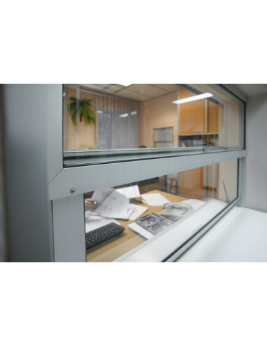 copy of Vertically sliding infeed/cashier window with actuator